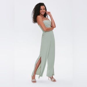 Strapless Split-Leg Jumpsuit